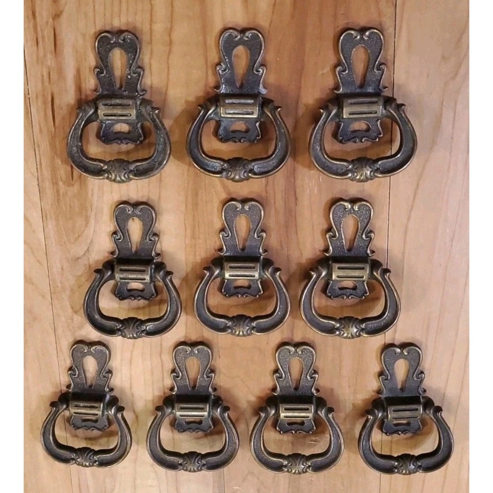 Vintage Lot Of 1960s Hyer Antiqued Bronze Fixed Handle Pulls Set Of 10